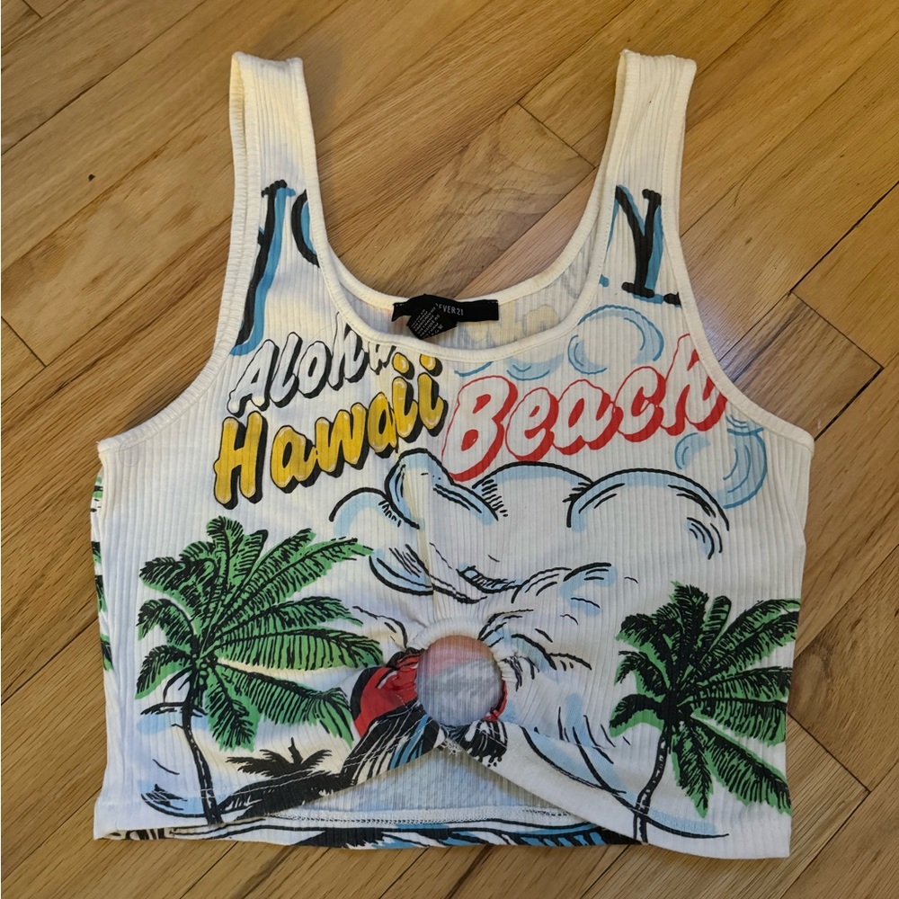 Forever 21 White Crop Top Beach Vibes